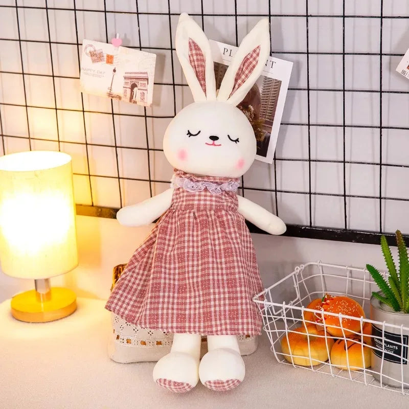 Muñeca Grande de Conejo con Vestido a Cuadros - 70 cm