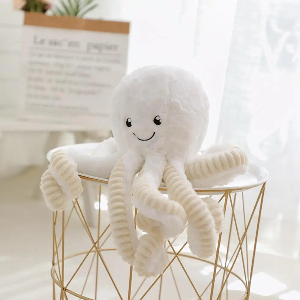 Pulpo Blanco Pequeño de Peluche_18 cm