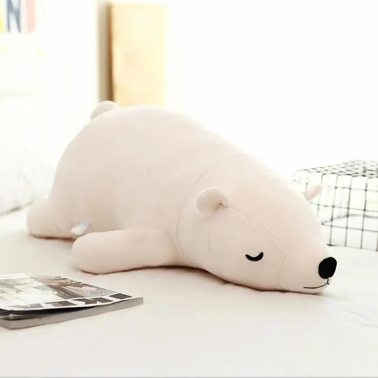 Oso Polar Dormilón Grande de Peluche_50 cm