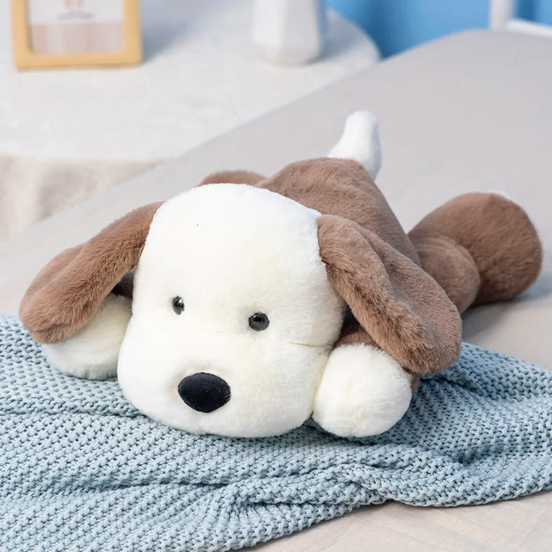 Perro de Peluche Blanco y Marrón_30 cm